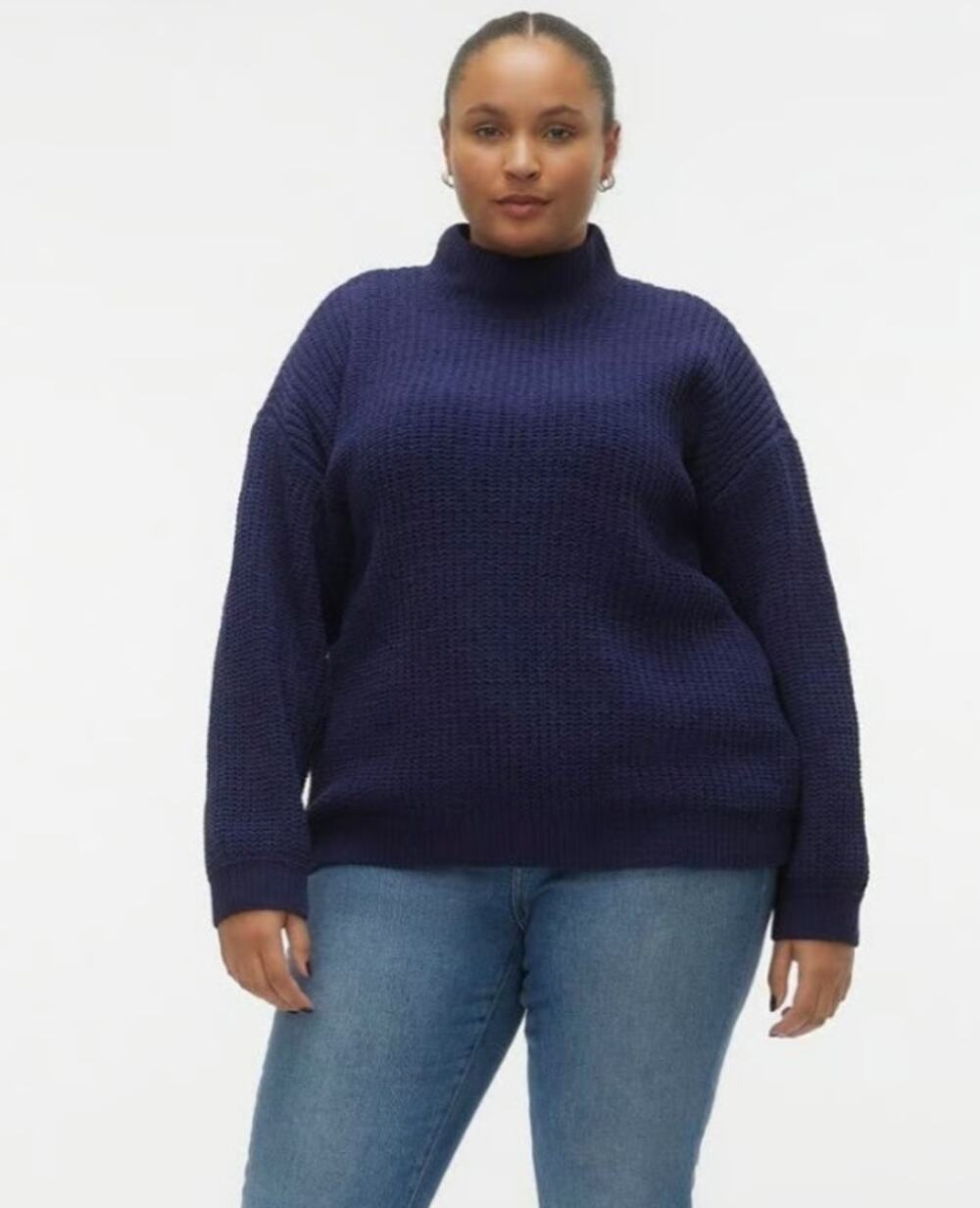 Vero Moda Mock Neck Pullover Casual Relaxed Sweater Blue Women's Size 3X NEW!